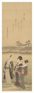 Utagawa Kunimasa - Strolling around the Mimeguri Embankment by the Sumida River