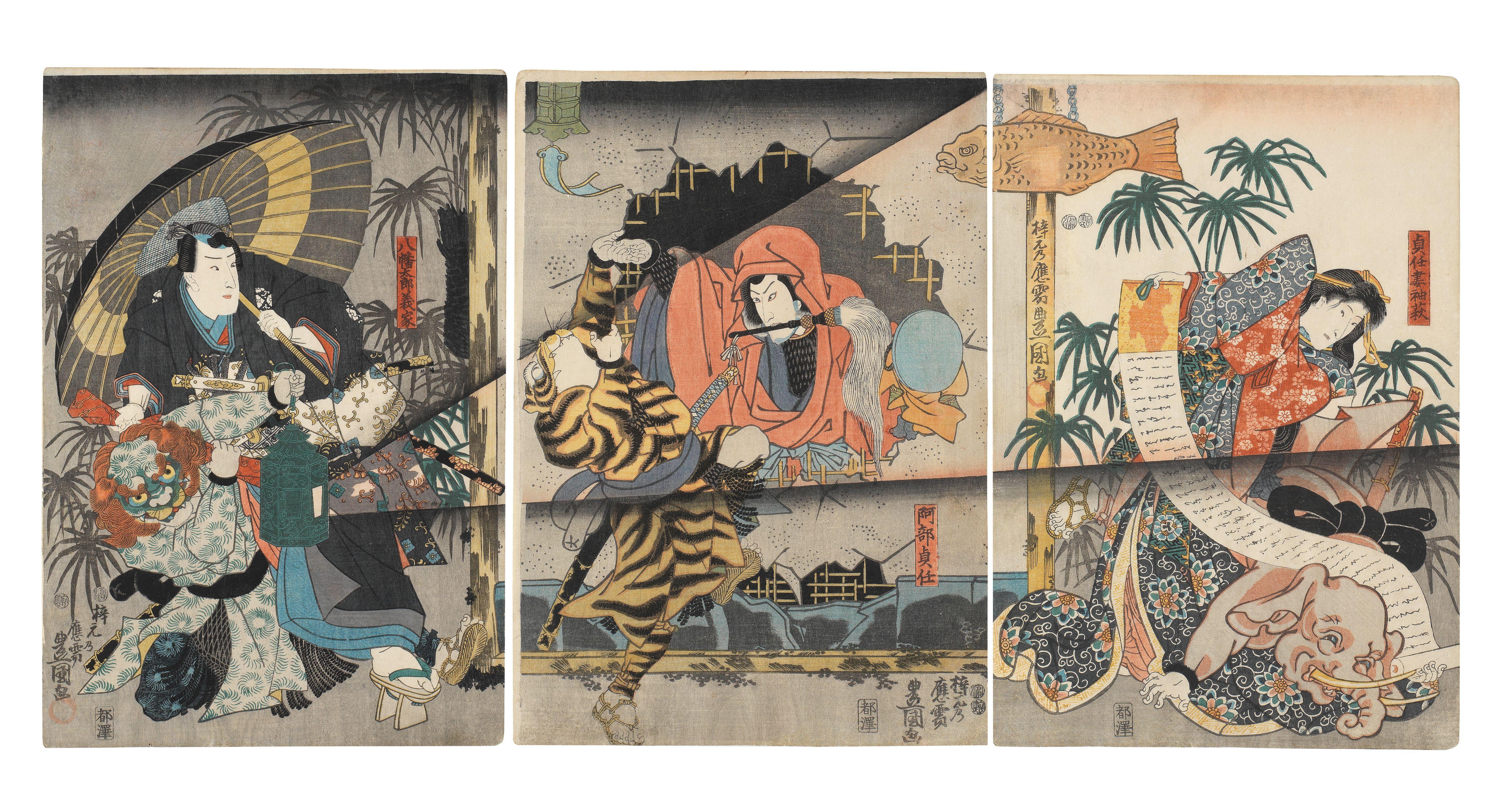 Utagawa Kunisada - An imaginary performance with three actors
