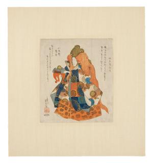 Utagawa Kuniyoshi - a beauty dressed as a bugaku dancer in the role of Ranryō-ō