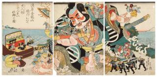 Utagawa Sadahide - Operating the Giant Puppet in the Grounds of Asakusa Kinryuzan (Asakusa Kinryuzan keidai ni oite oningyo zenmai shikake no zu)