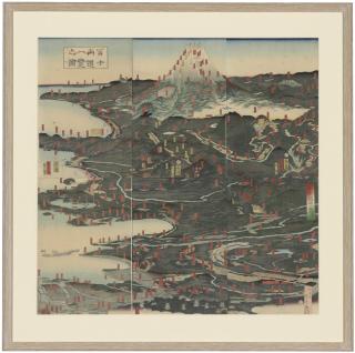 Utagawa Sadahide - Panoramic View of Two Ways to Climb Mt. Fuji and Panoramic View of Routes to Mt. Fuji (Fuji ryodo ichiran no zu, Fugaku dochu ichiran)
