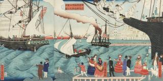 Utagawa Sadahide - Sailing from California Harbour, America (Amerikashu Kariforunia ko shuppan no zu)
