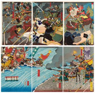 Utagawa Sadahide - Two woodblock print triptychs