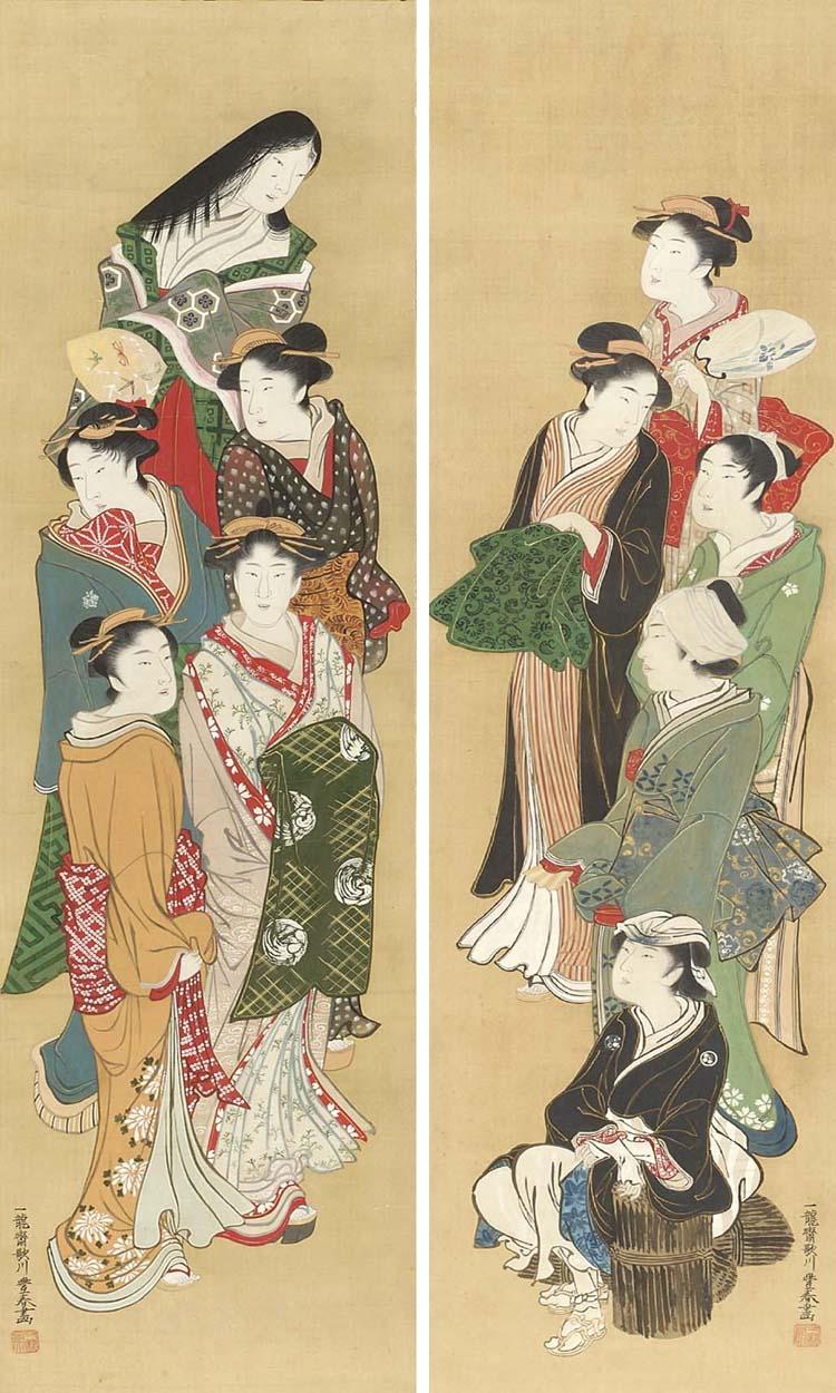 Utagawa Toyoharu - Ten beauties of Edo