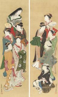 Utagawa Toyoharu - Ten beauties of Edo