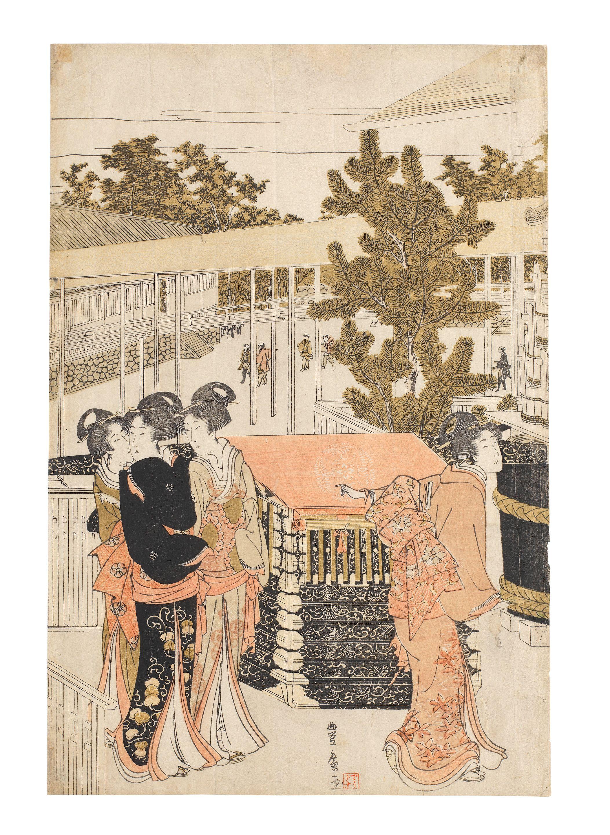 Utagawa Toyohiro - New Year pilgrimage to Myohoji Temple in Horinouchi