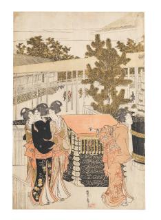 Utagawa Toyohiro - New Year pilgrimage to Myohoji Temple in Horinouchi