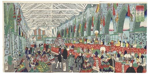 Utagawa Yoshiiku - Picture of the Prosperity of an English Trading House: the interior of Jardine Matheson\'s emporium in Yokohama