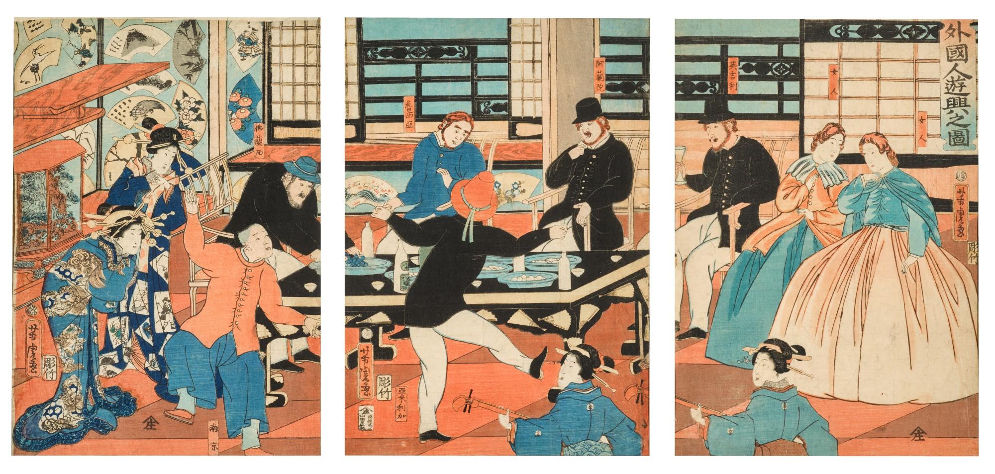 Utagawa Yoshitora - Foreigners Enjoying A Party
