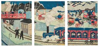 Utagawa Yoshitora - Picture Of A Steam Train In Tokyo