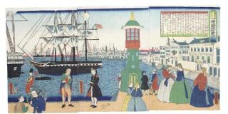 Utagawa Yoshitora - The city of Paris, France, from the series Famous Places Abroad
