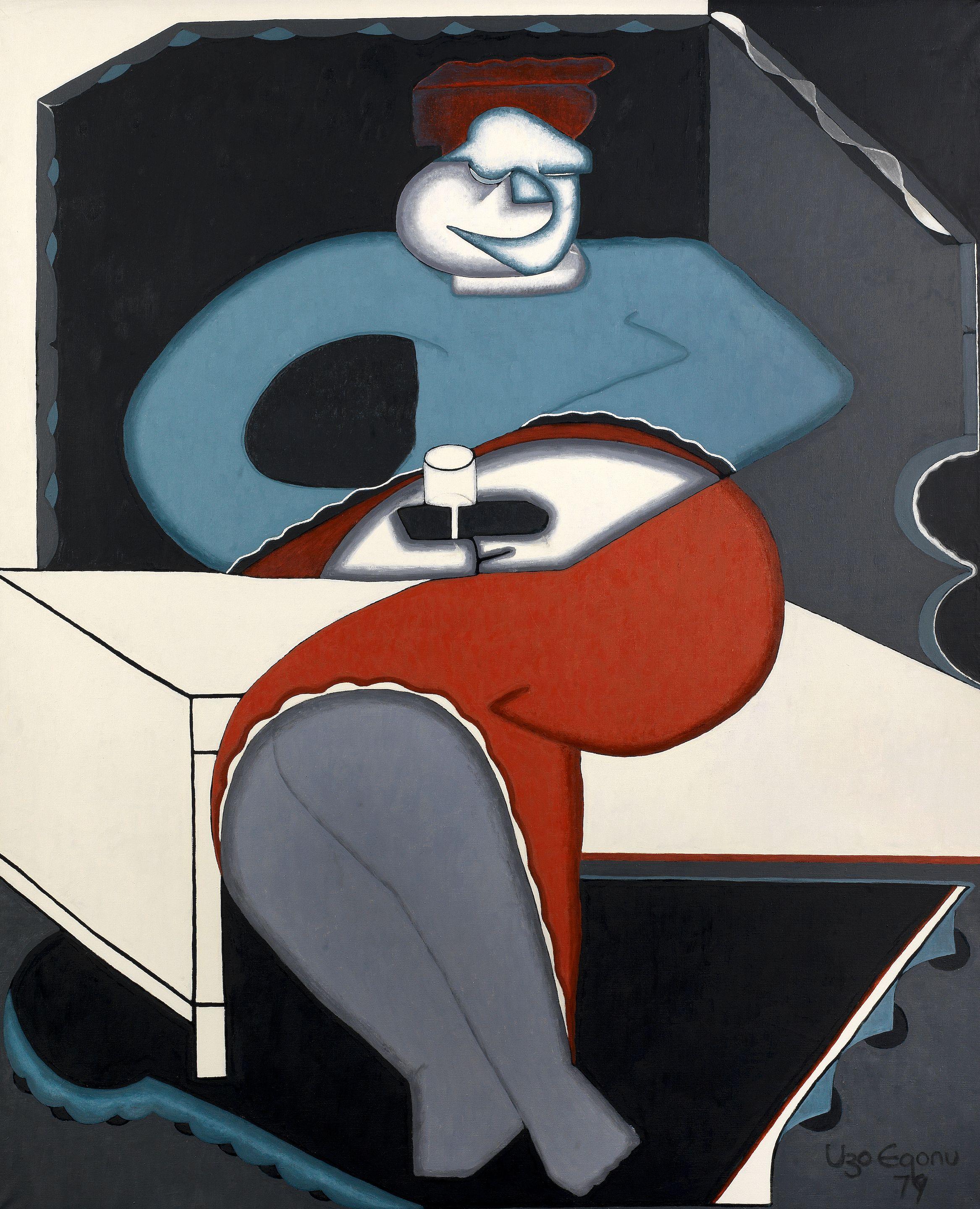 Uzo Egonu - Woman with a glass of wine