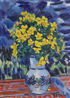 Václav Špála - Czech bouquet Of Flowers In A Blue Vase