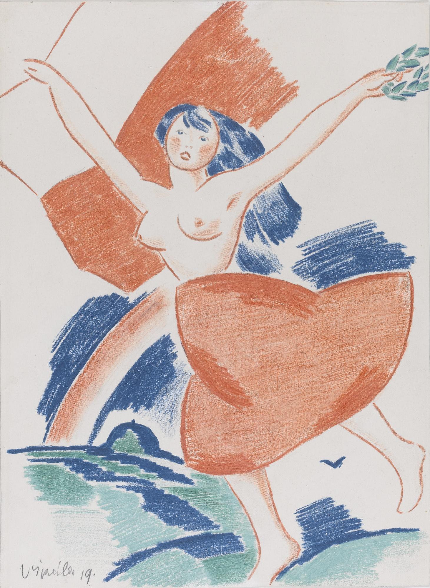 Václav Špála - Czech Independence Girl With Laurel (Nezávislost S Ratolestí)