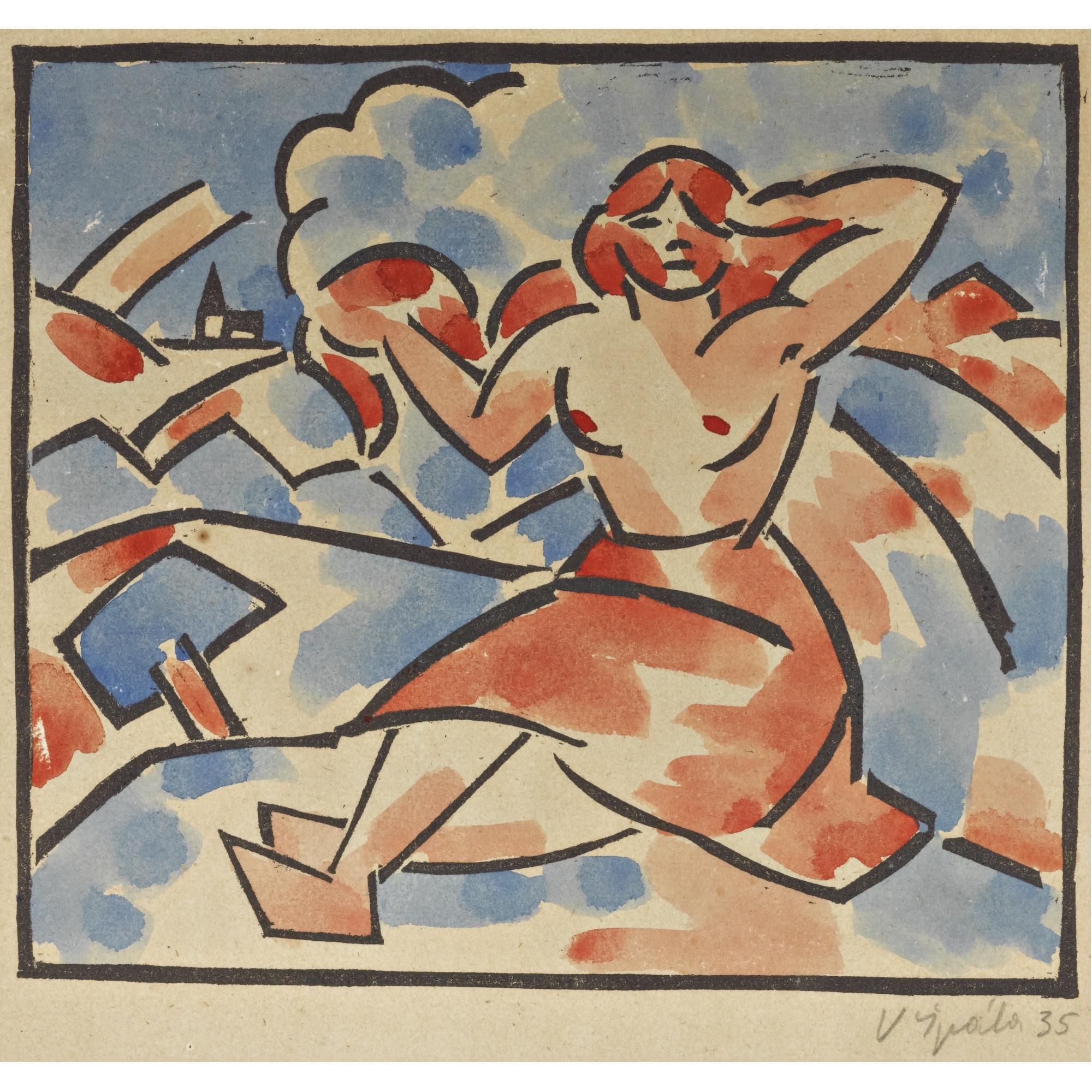 Václav Spála - Czech woman In A Landscape (Žena V Krajině)