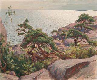 Väinö Blomstedt - Landscape With Pine Trees.
