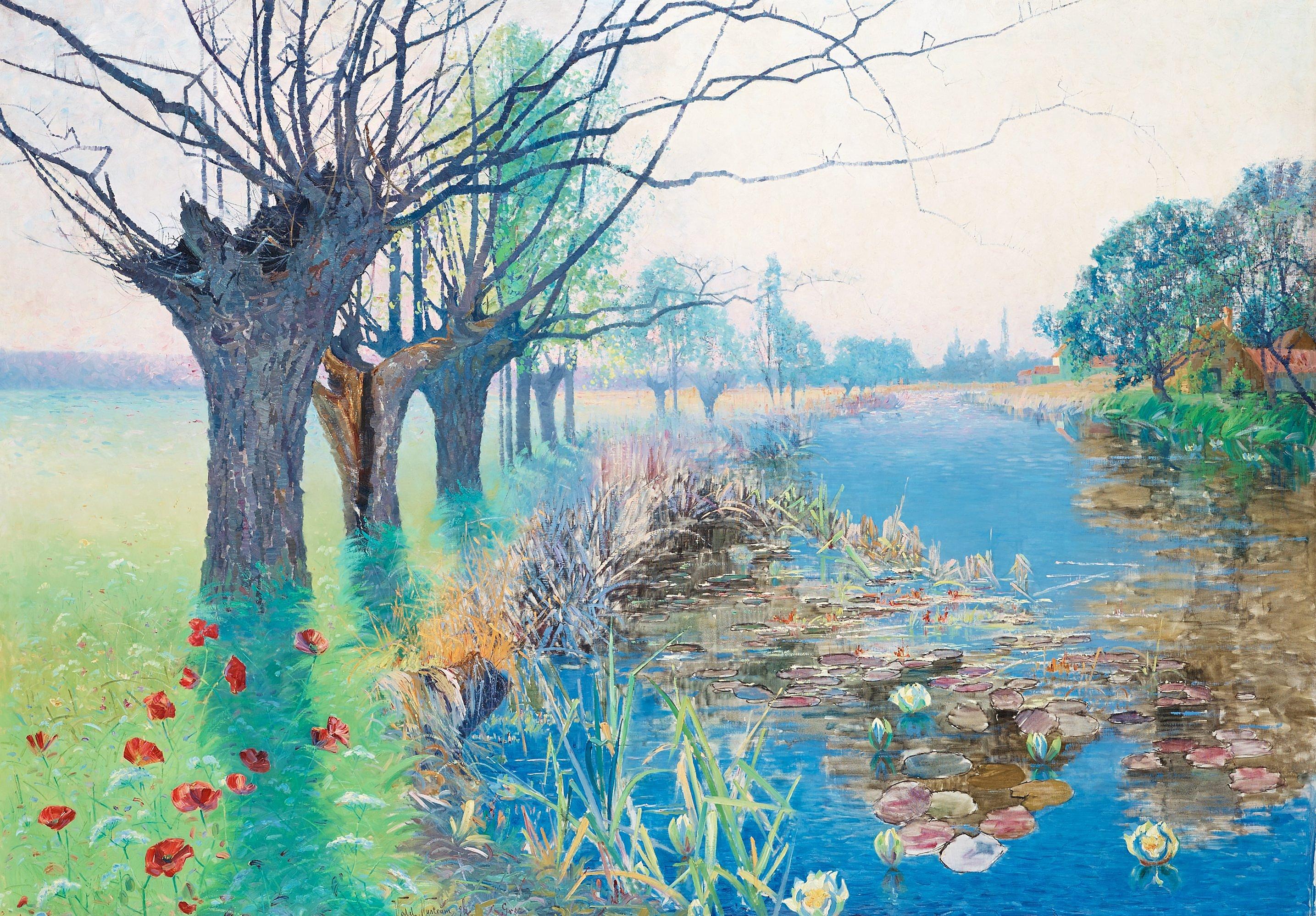 Valdemar Nyström - Summer Landscape with poppies, scene from Grez