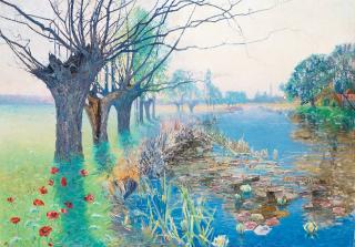 Valdemar Nyström - Summer Landscape with poppies, scene from Grez