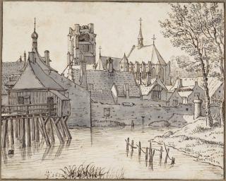 Valentijn Klotz - View of Geertruijdenberg with the Brandpoort at the left and the Groote Kerk beyond