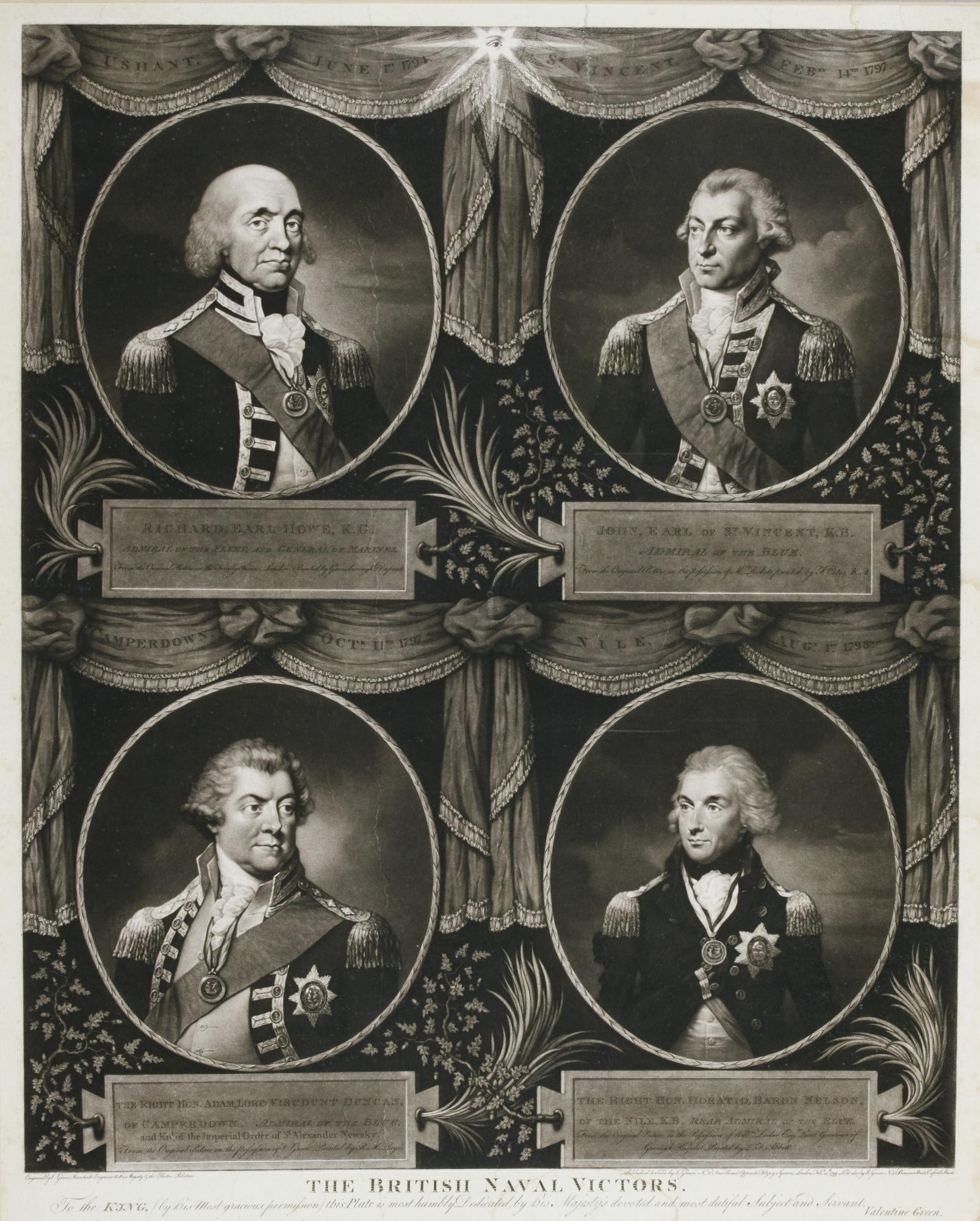 Valentine Green - The British Naval Victors; After Gainsborough Dupont, Francis Cotes, Richard Morton Payne, And Lemuel Francis Abbott