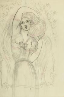 Valentine Hugo - Mélisande se coiffant; projet de costume pour l\'Opéra de Claude Debussy