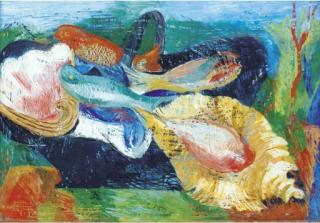 Valentine Prax - Nature morte aux poissons et coquilles