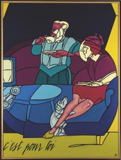 Valerio Adami - Beau monde davanti all T.V.