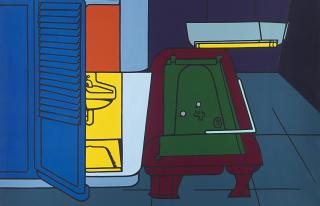 Valerio Adami - Interno con biliardo