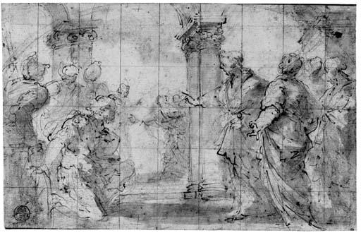 Valerio Castello - Christ and the Centurion: Design for a lunette