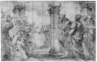 Valerio Castello - Christ and the Centurion: Design for a lunette
