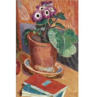Vanessa Bell - Books And A Pot Of Flowers