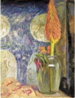 Vanessa Bell - Red Hot Poker and Fuschia in a Vase