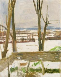 Vanessa Bell - Snow at Charleston; a view from the artist\'s studio