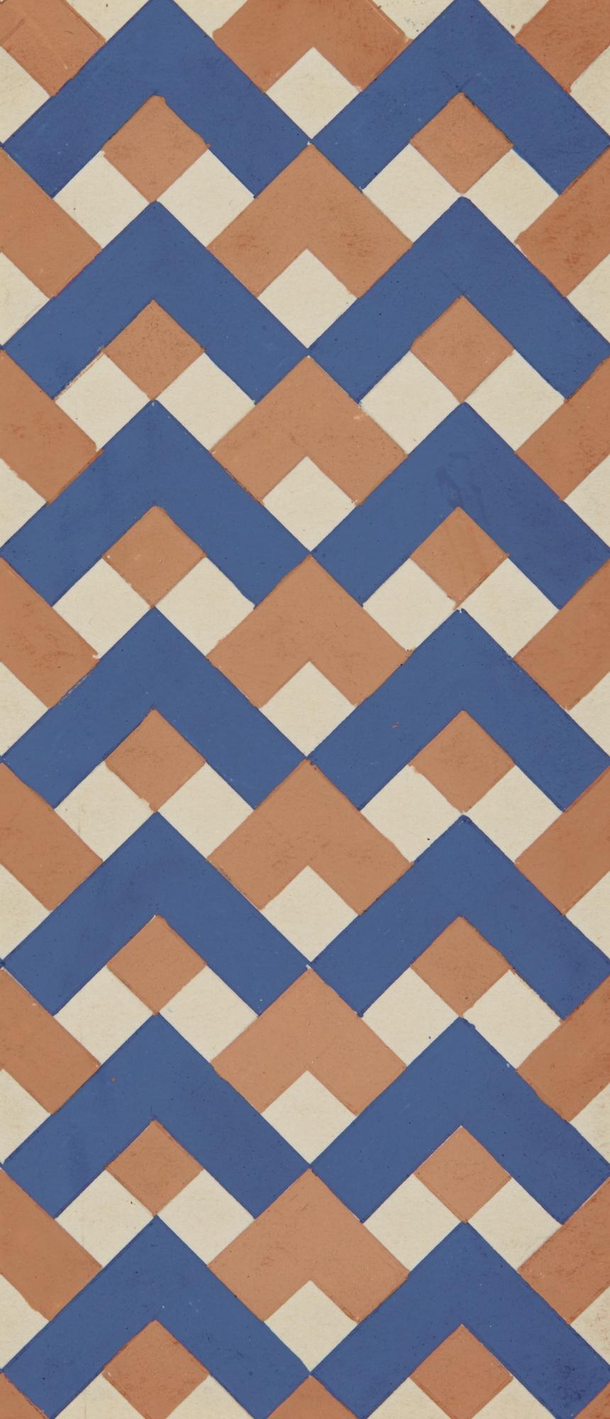 Varvara Fedorovna Stepanova - Textile Design In Blue And Orange