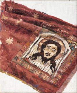 Vasili Ivanovich Surikov - The standard with the Mandylion kept in the Armoury of the Moscow Kremlin: a preparatory study from The Conquest of Siberia by Yermak (1895)