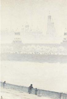 Vasilii Vasilievich Vereshchagin - Winter view of the Kremlin through Fog