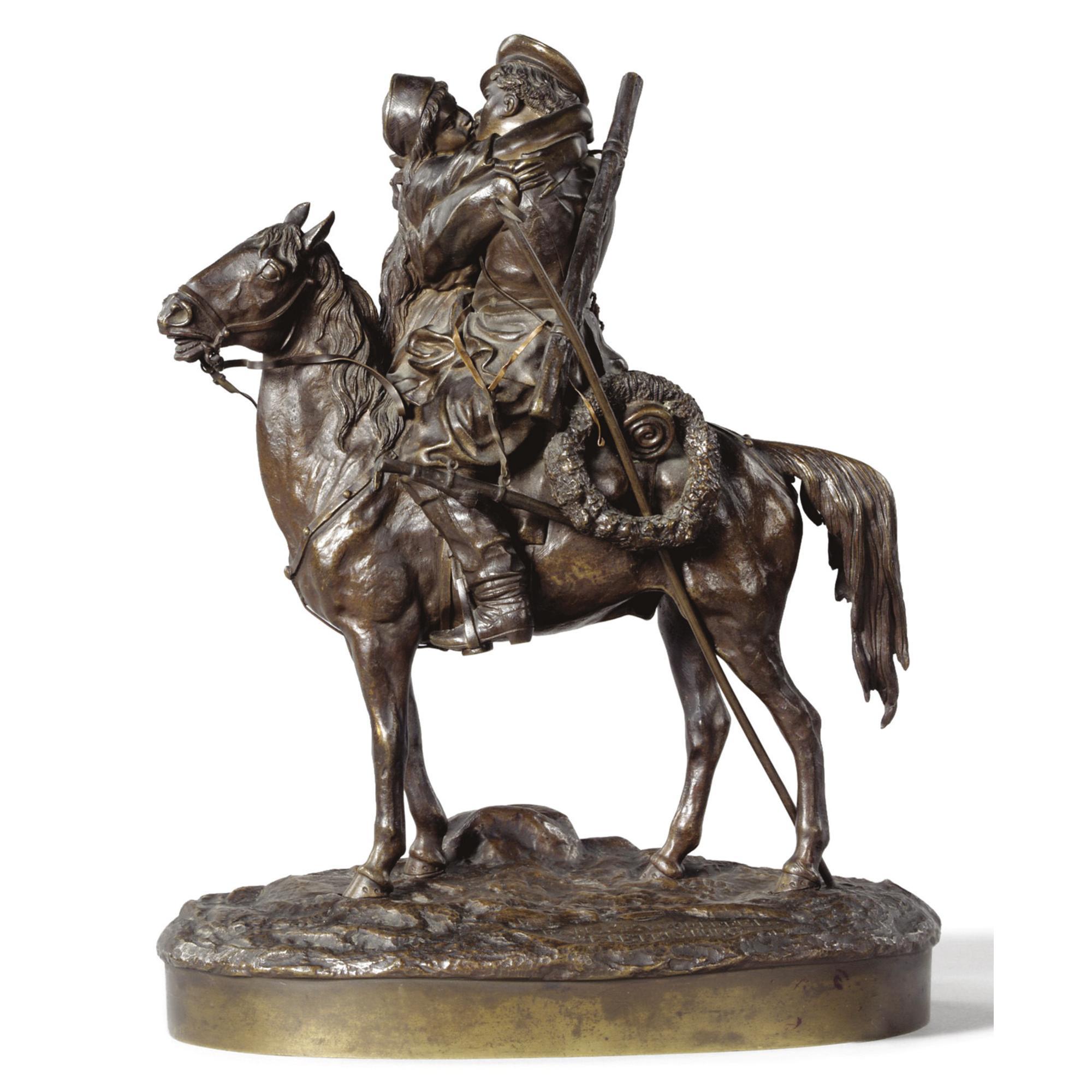 Vasily Grachev - A Soldier And His Lover Embracing