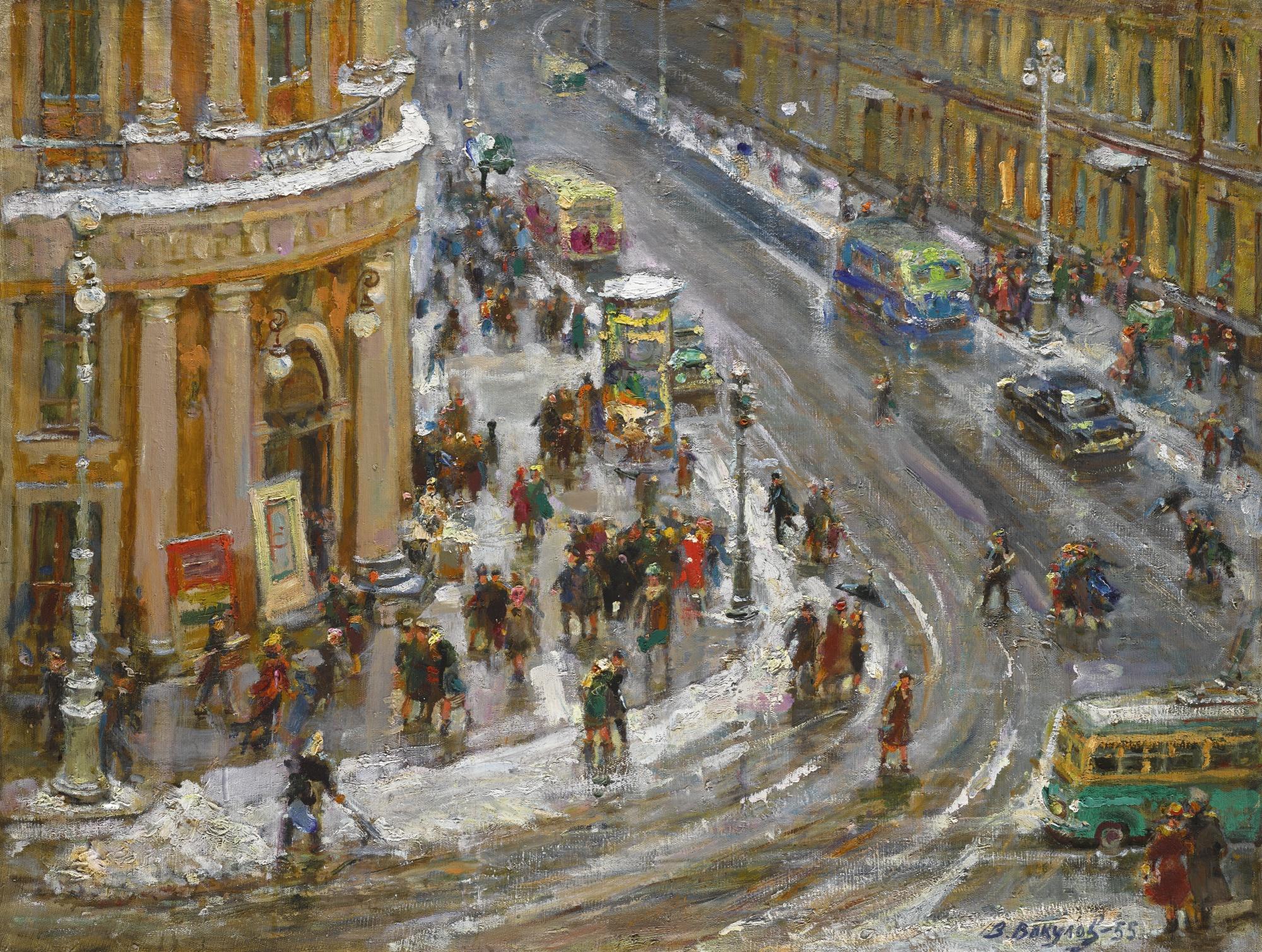 Vasily Ivanovich Vikulov - At The Corner Of Bolshaya Morskaya Street And Nevsky Prospect