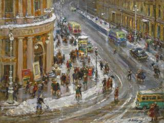 Vasily Ivanovich Vikulov - At The Corner Of Bolshaya Morskaya Street And Nevsky Prospect
