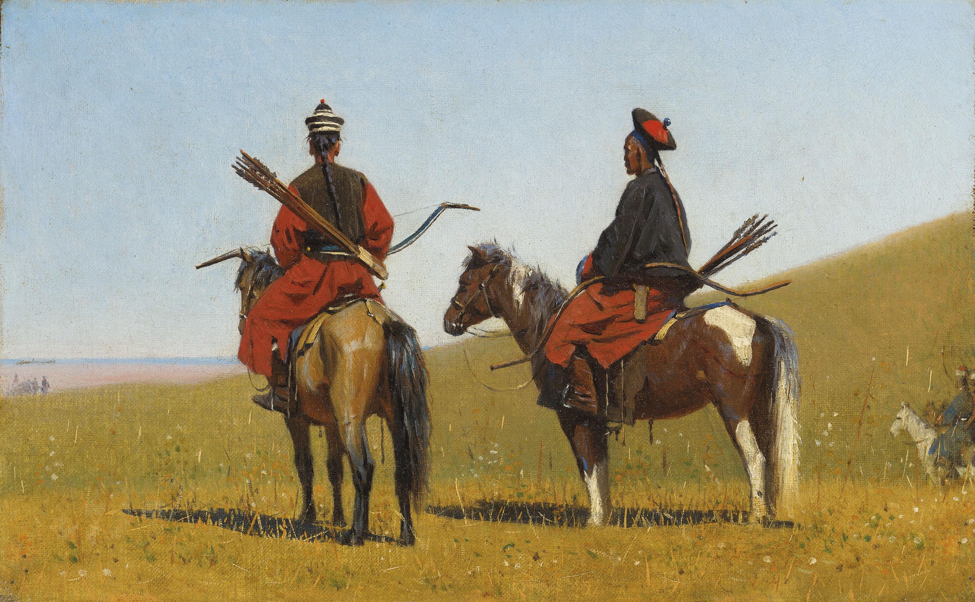 Vasily Vereshchagin - Two Chinese horsemen on the steppe