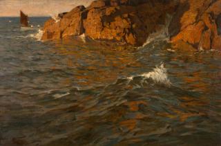 Vassilios Hatzis - Bateau avec voile rouge