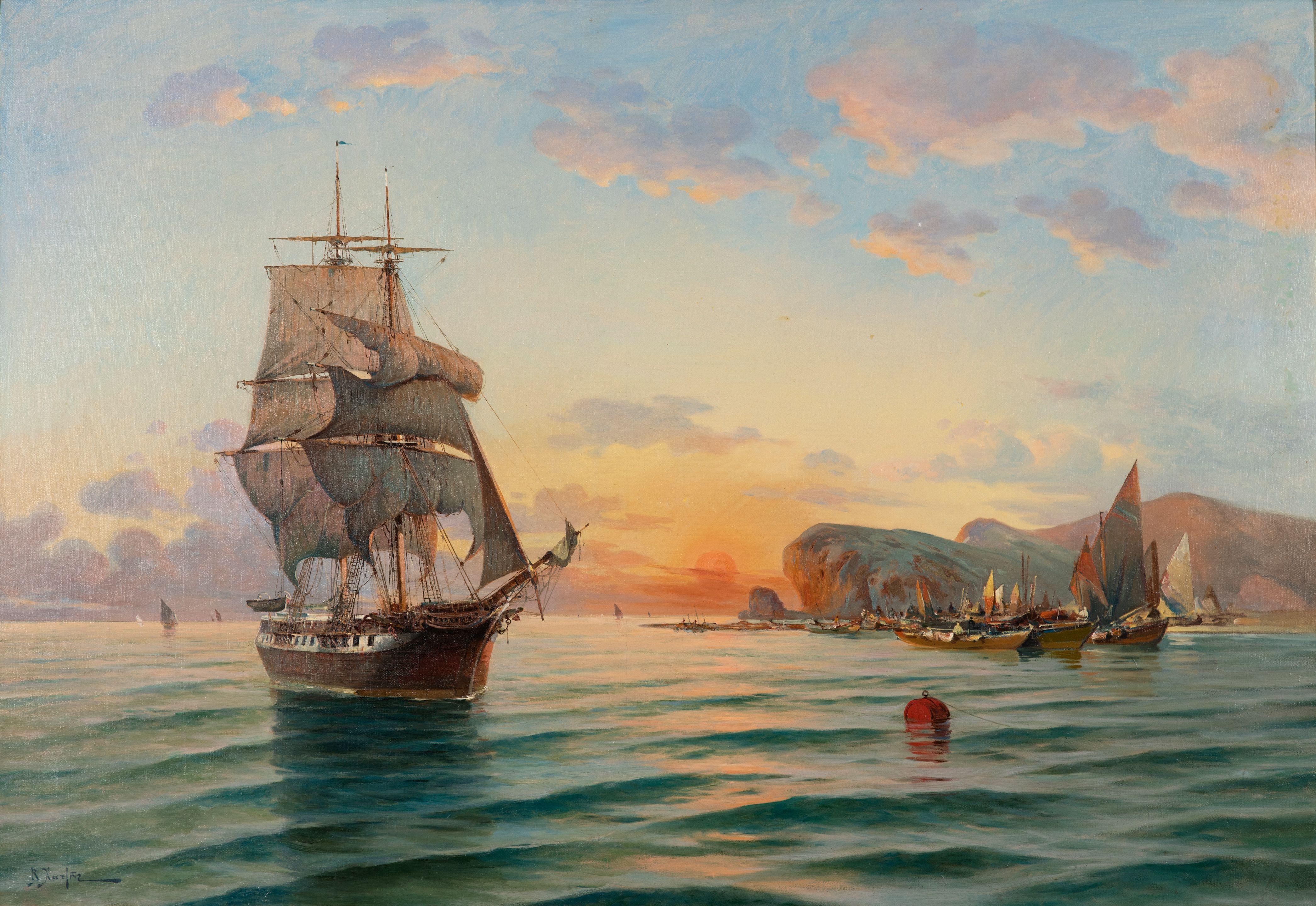 Vassilios Hatzis - Le coucher de soleil sur la baie