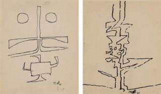 Vasudeo S. Gaitonde - A Pair of Drawings; Untitled