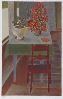 Veikko Vionoja - A Still Life With Flowers And A Table.