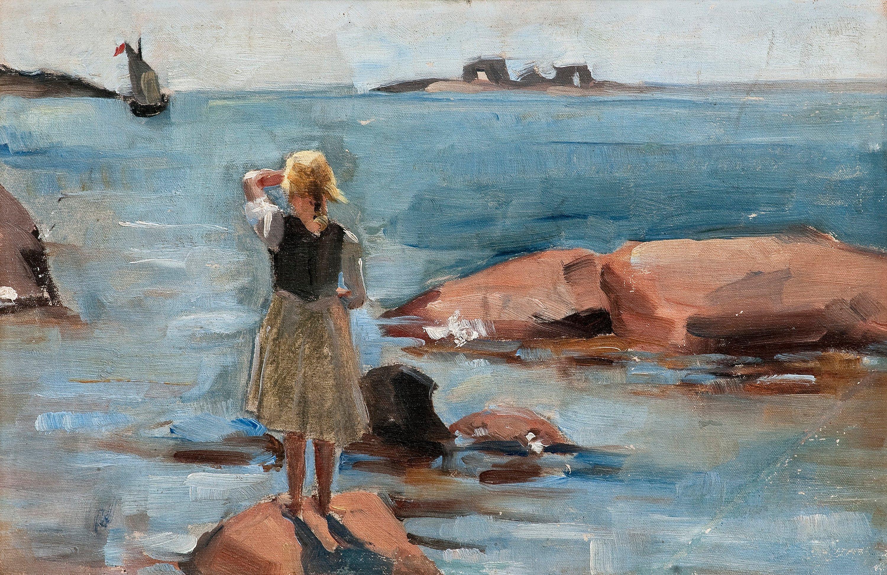 Venny Soldan-Brofeldt - A Girl On The Cliffs In Hanko.