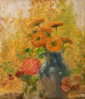 Venny Soldan-Brofeldt - Flowers In A Blue Vase.