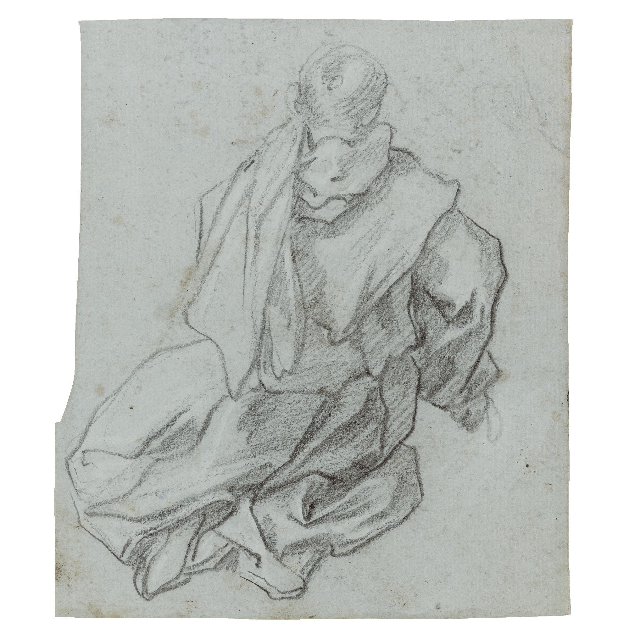 Ventura Salimbeni - Study Of A Kneeling Monk Seen From Behind