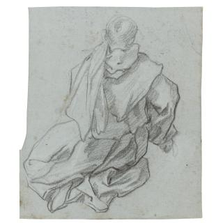 Ventura Salimbeni - Study Of A Kneeling Monk Seen From Behind