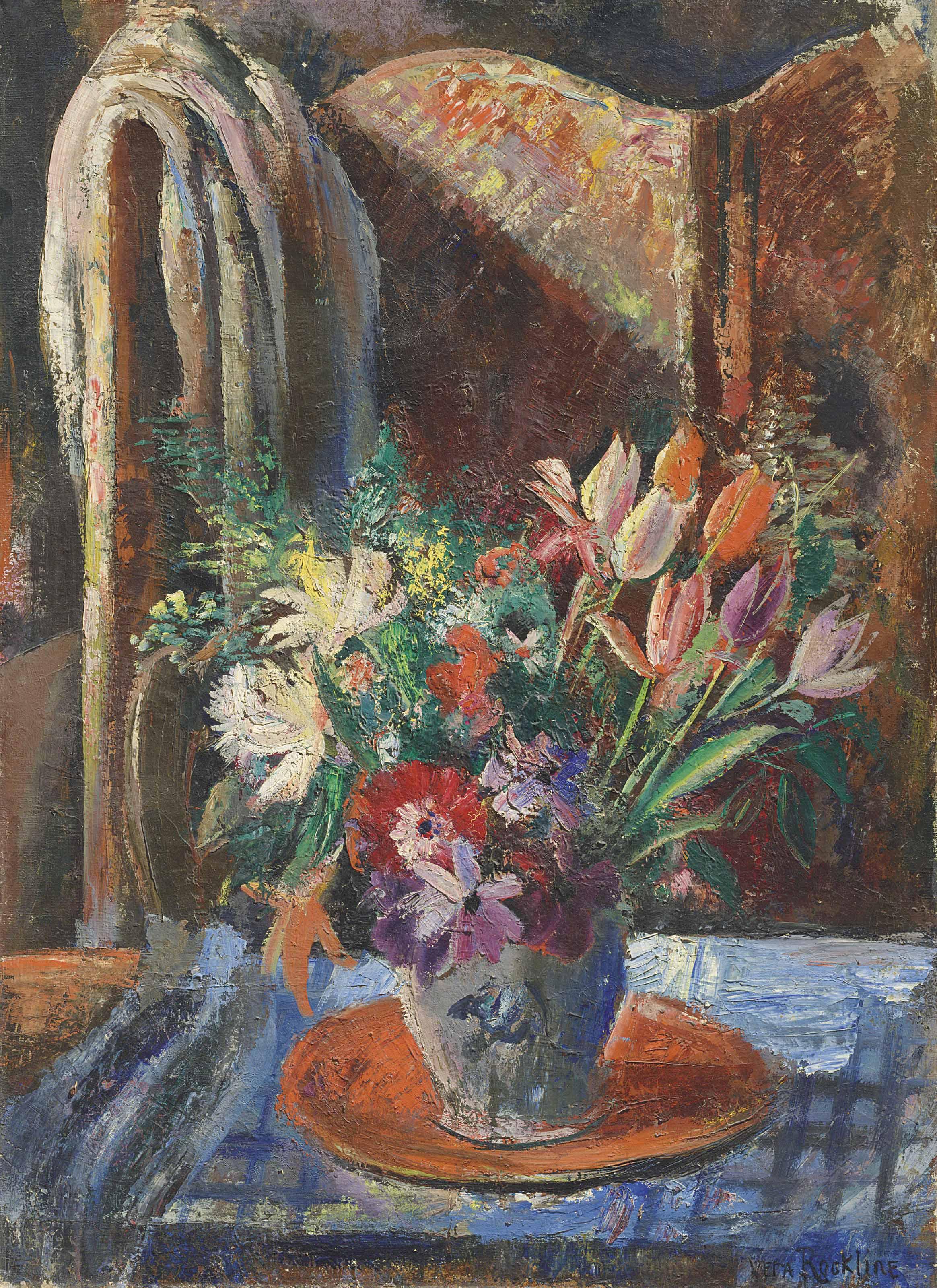 Vera Rockline - Nature morte au bouquet et au paravent