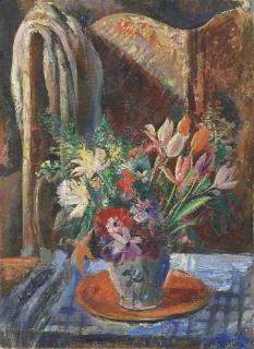 Vera Rockline - Nature morte au bouquet et au paravent